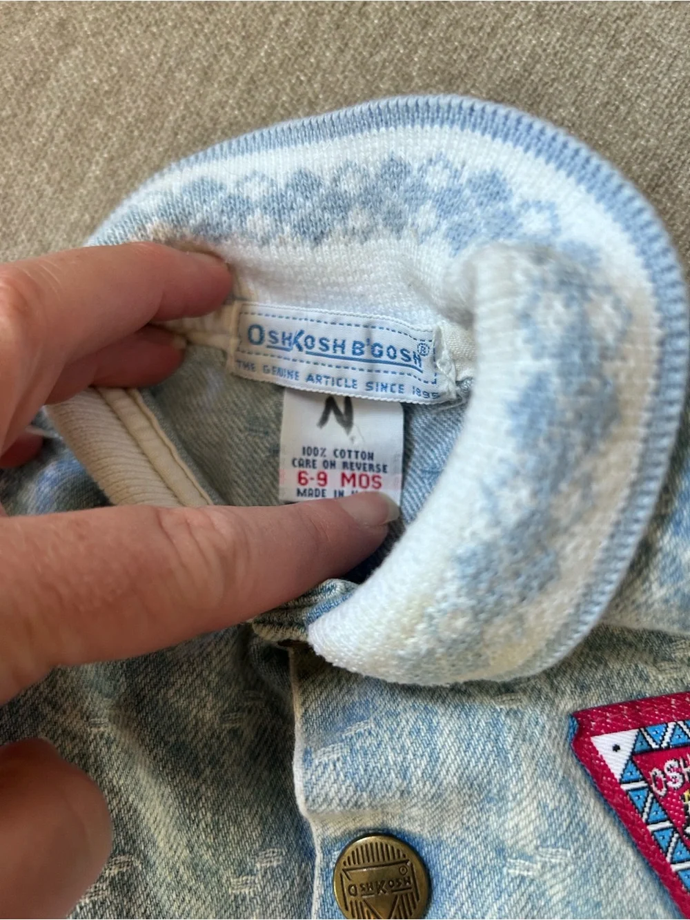 vintage OshKosh B’gosh infant acid-wash denim romper 6-9m